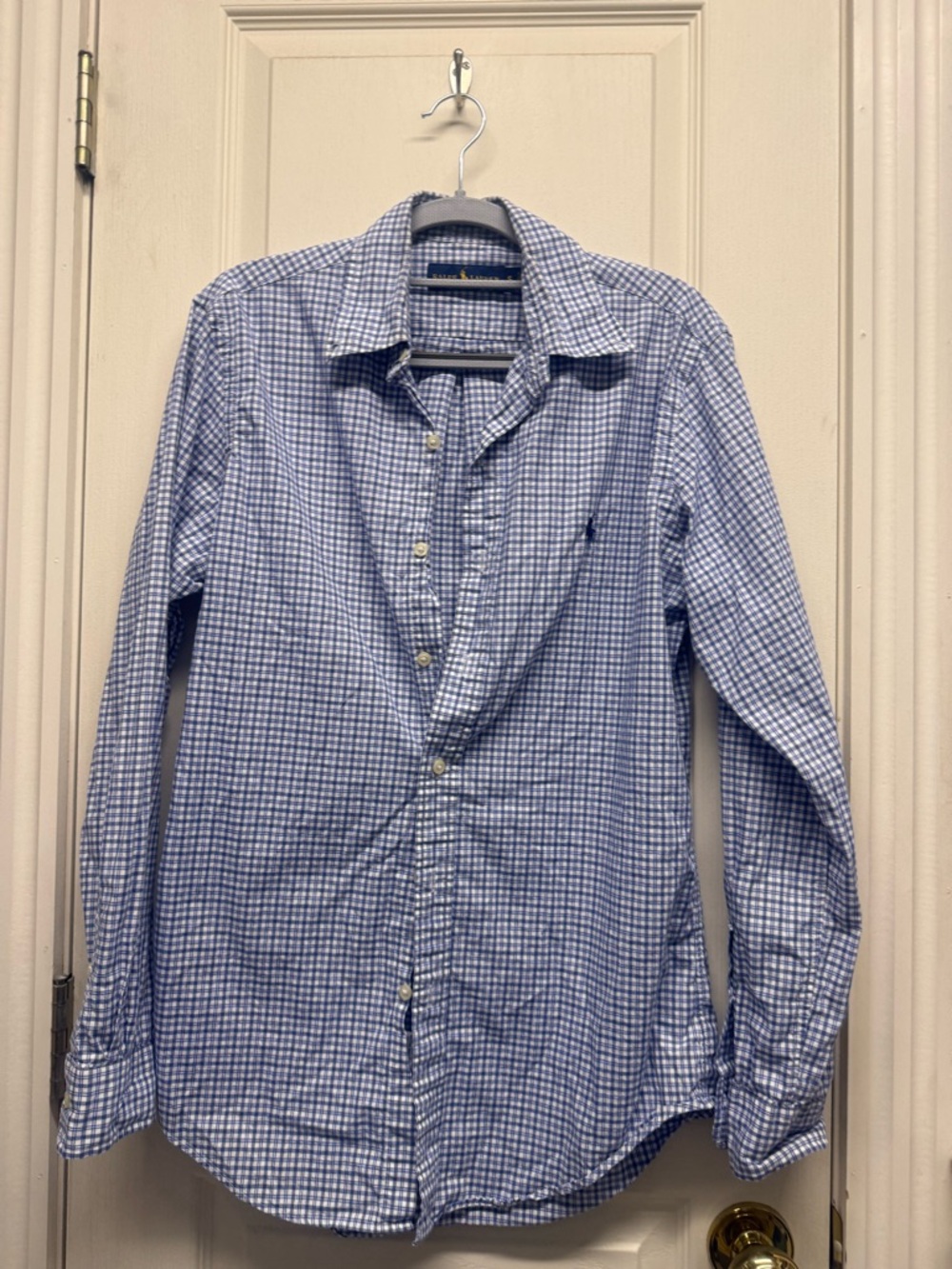 Ralph Lauren Light Blue and White Gingham Button-Down Shirt